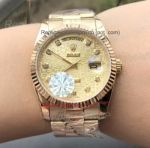 Copy Rolex Day-Date Oyster All Gold Diamond Markers Rolex Dial Man's Watch